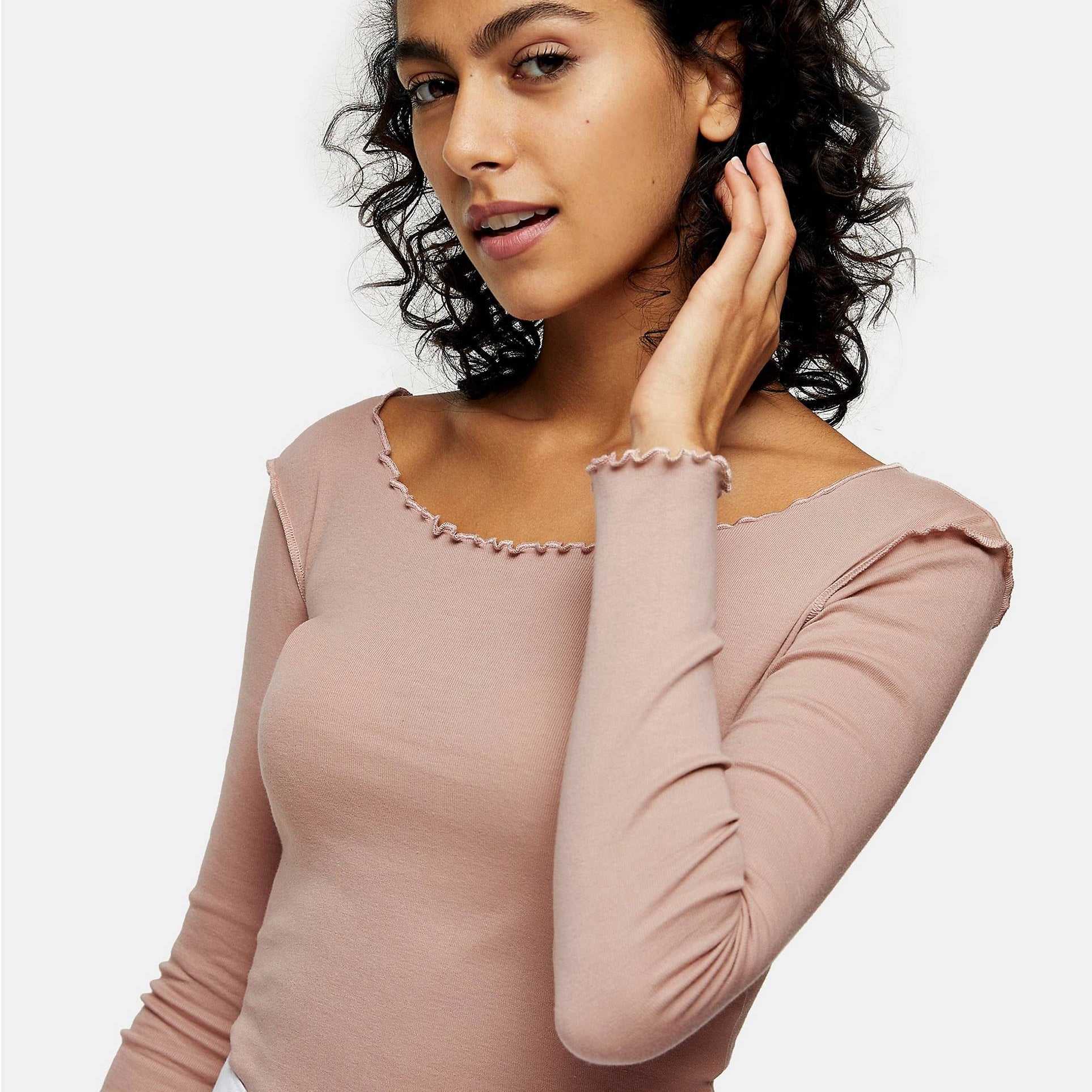 Topshop lettuce edge long sleeve top size M