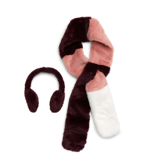 Winter set of faux fur earmuffs and scarf in coordinating BP.