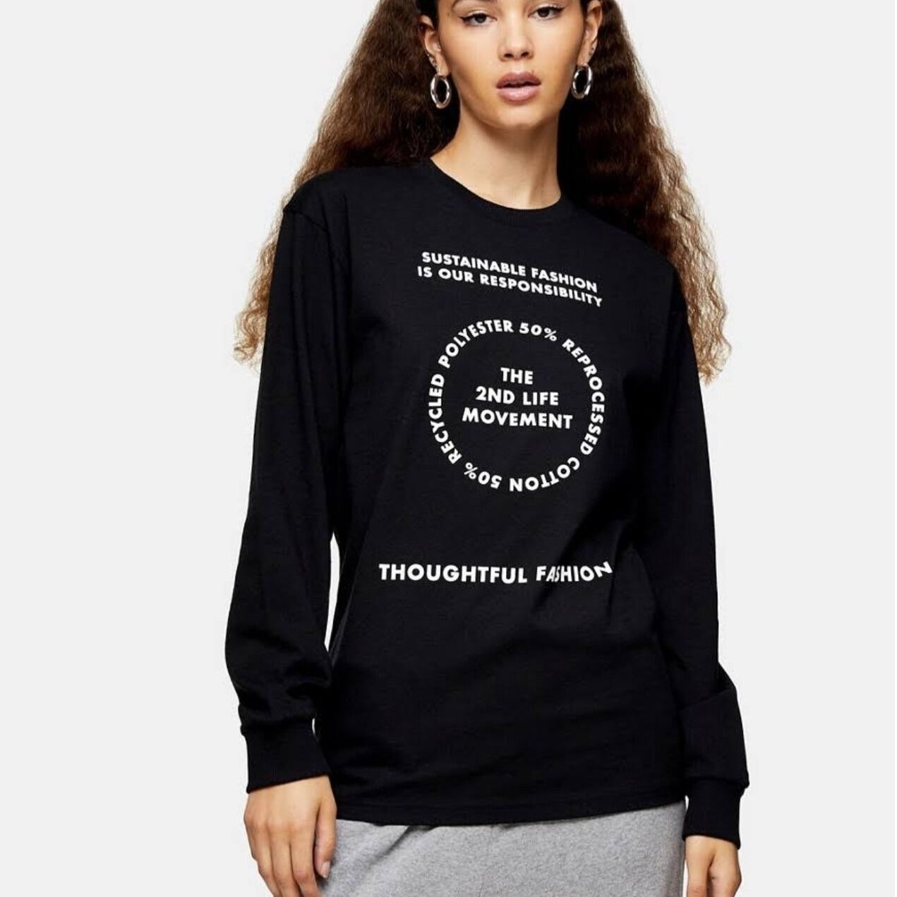 Top Shop 2nd Life Movement Environmental Support T-shirt in size XS