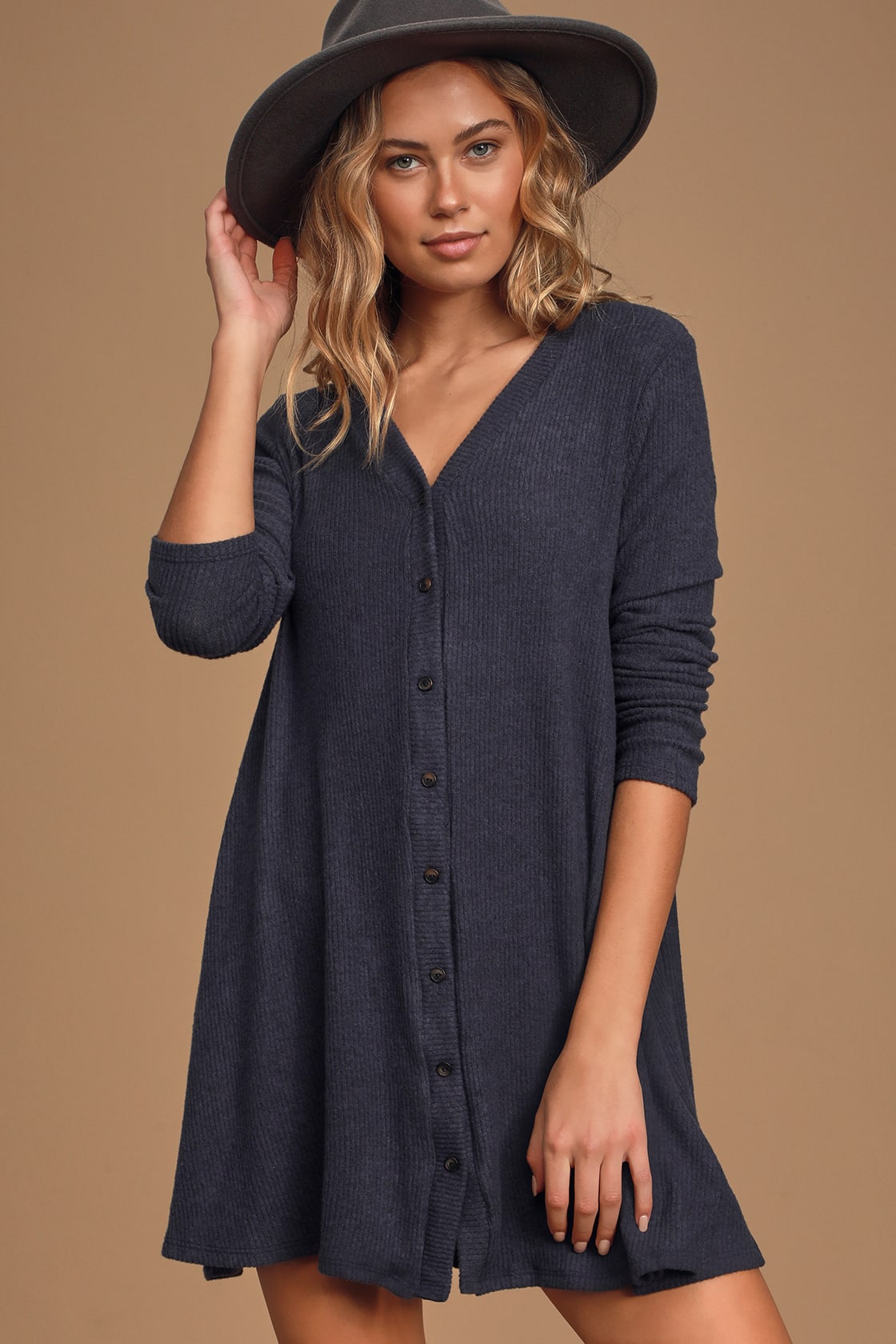 Lulus Winter Sweet Comfort Button Up Sweater Dress Size S