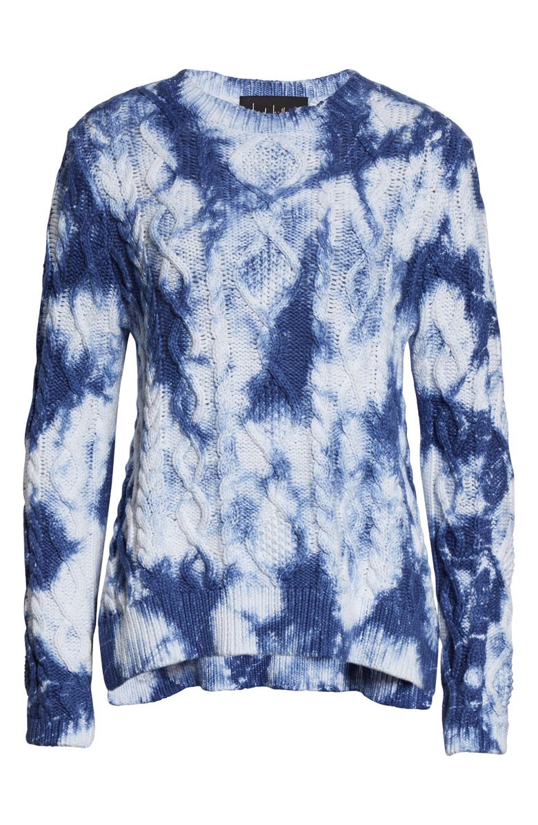 NICOLE MILLER two-tone winter sweater, white and blue, size L