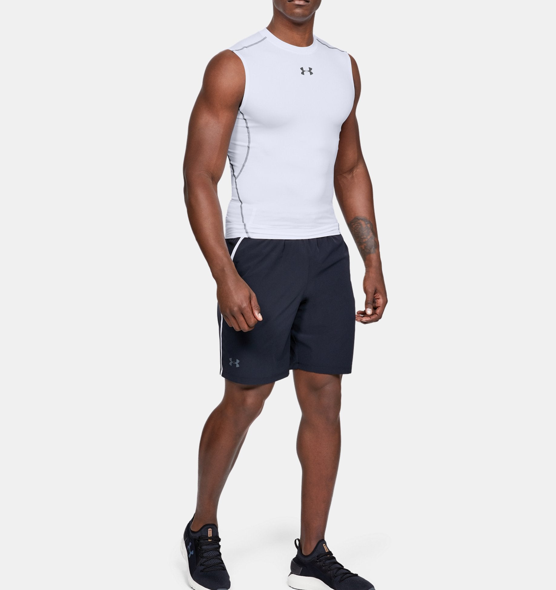 Under Armour HeatGear Armour Mens Sleeveless Compression Top - White
