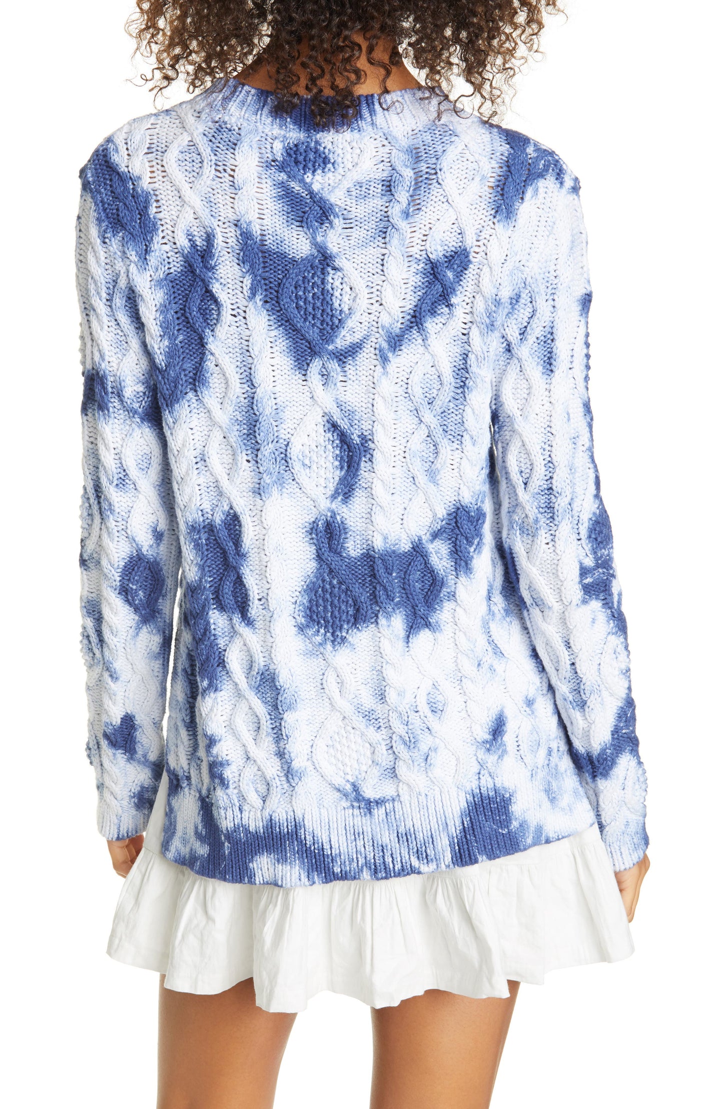 NICOLE MILLER two-tone winter sweater, white and blue, size L